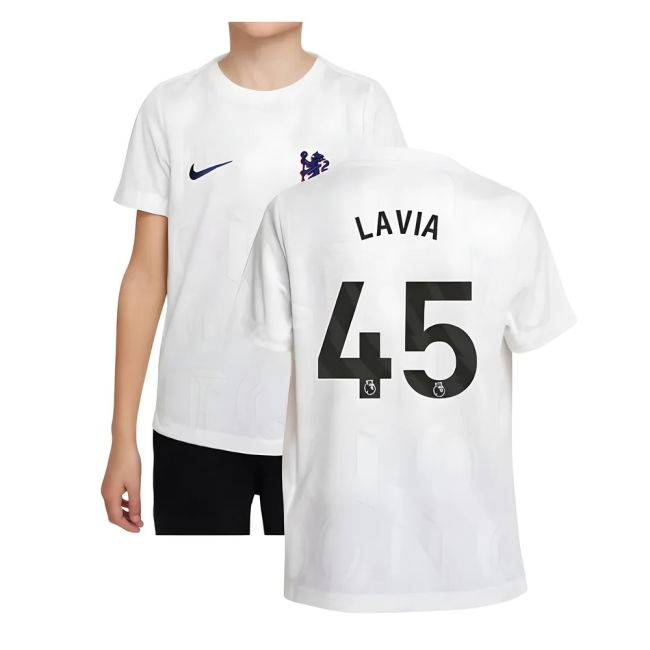 Official Chelsea Chelsea Pre Match Shirt White Kids Lavia #45 Top ...