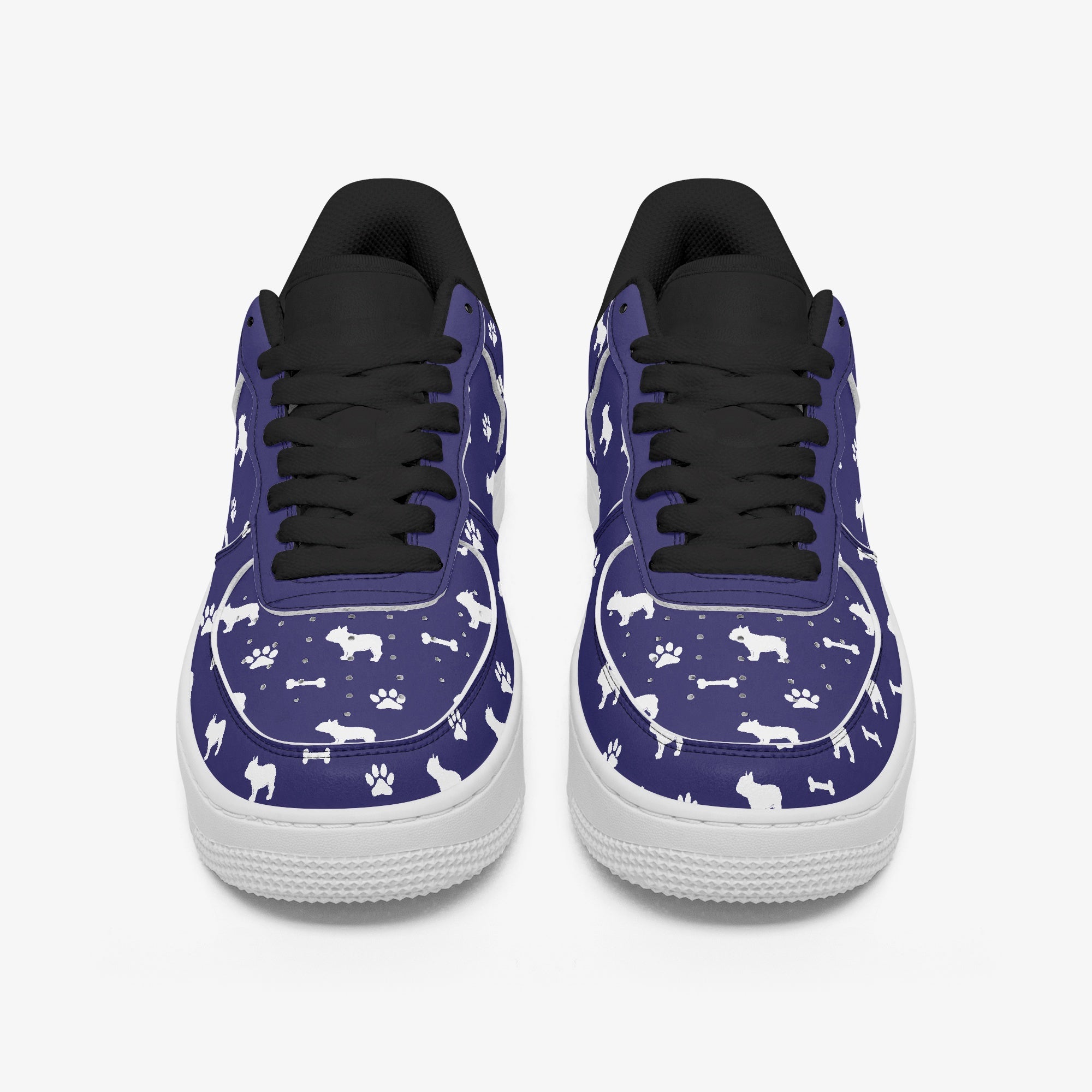 French Bulldog Nickel Low Top Leather Sneakers Cozy Paw Wear