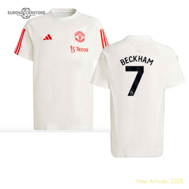 Premium 2023-2024 Man Utd Training Tee (white) - Kids (beckham 7)
