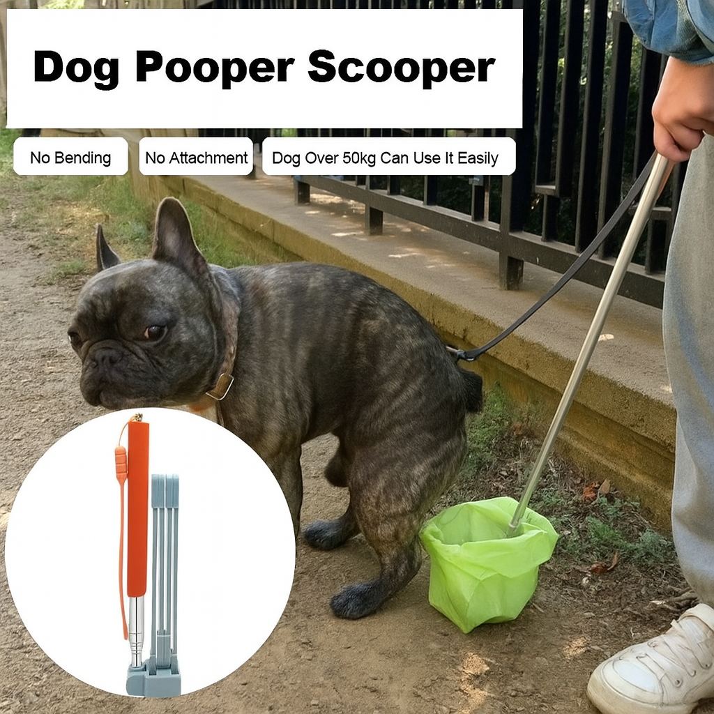 PooPal Frenchie Poop Scoop – Steel Long Handle Waste Picker