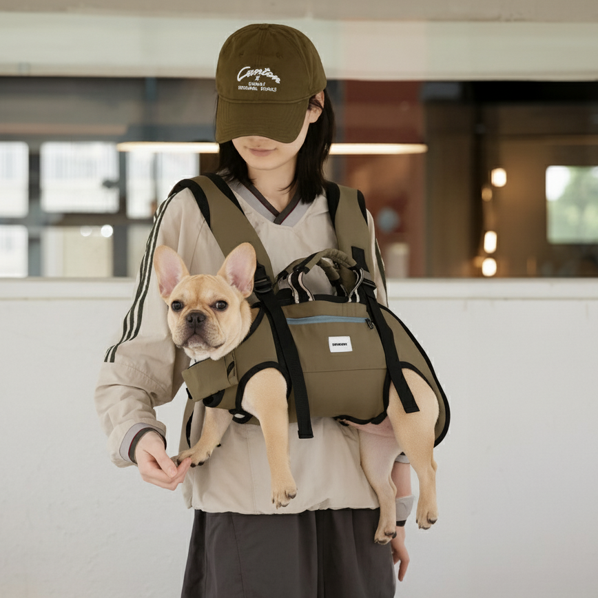 Frenchie Backpack Carrier – Soft Hands-free Dog Backpack Paw Protection
