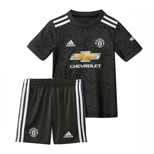 Kids Manchester United 20-21 Away Black Jersey Kit ShirtShort -