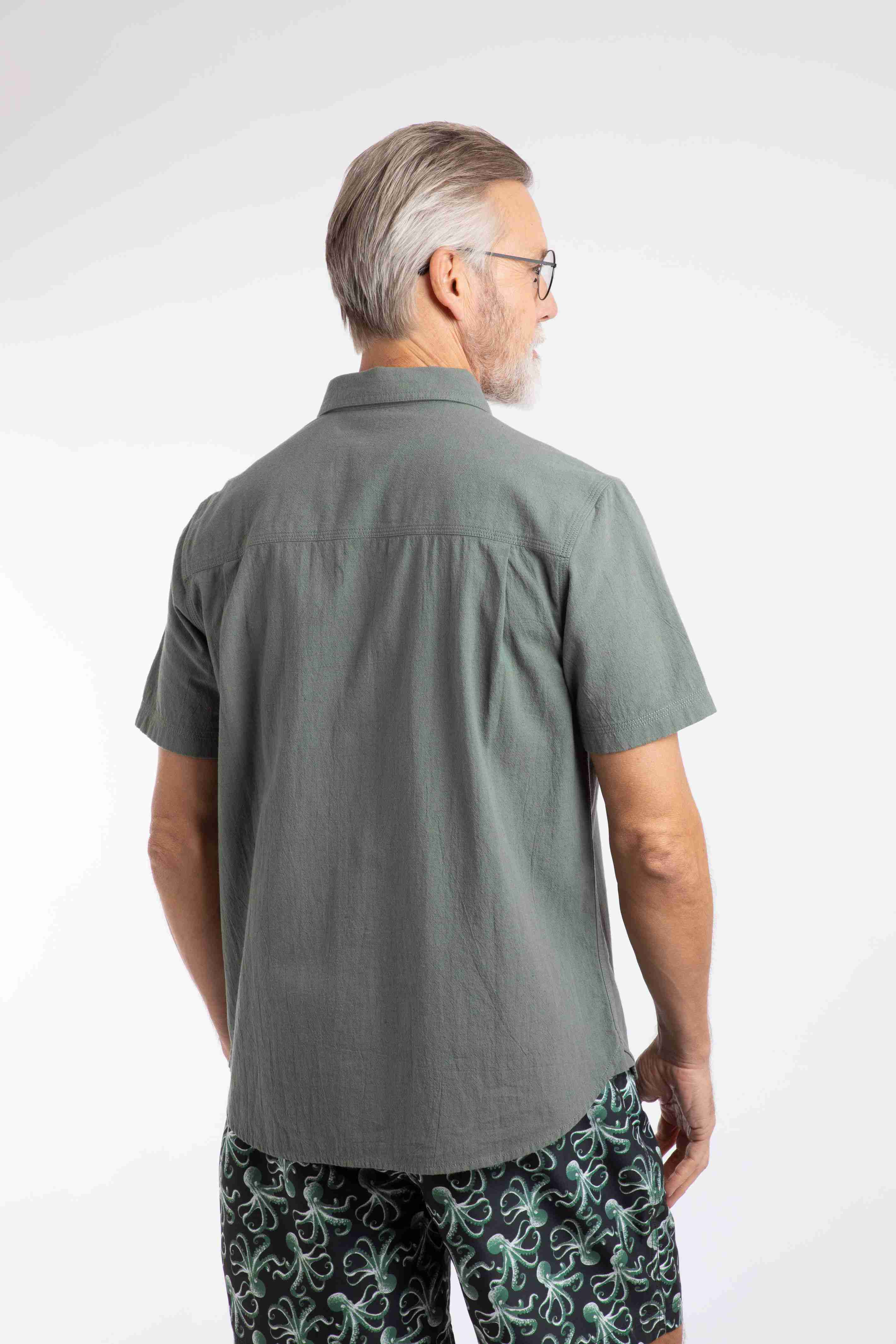 Hinton Textured Crepe Shirt Woodland Sage