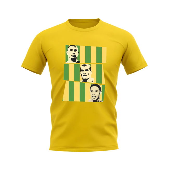 Cup Ronaldo Rivaldo Ronaldinho Brazil Trio T-Shirt (Yellow)