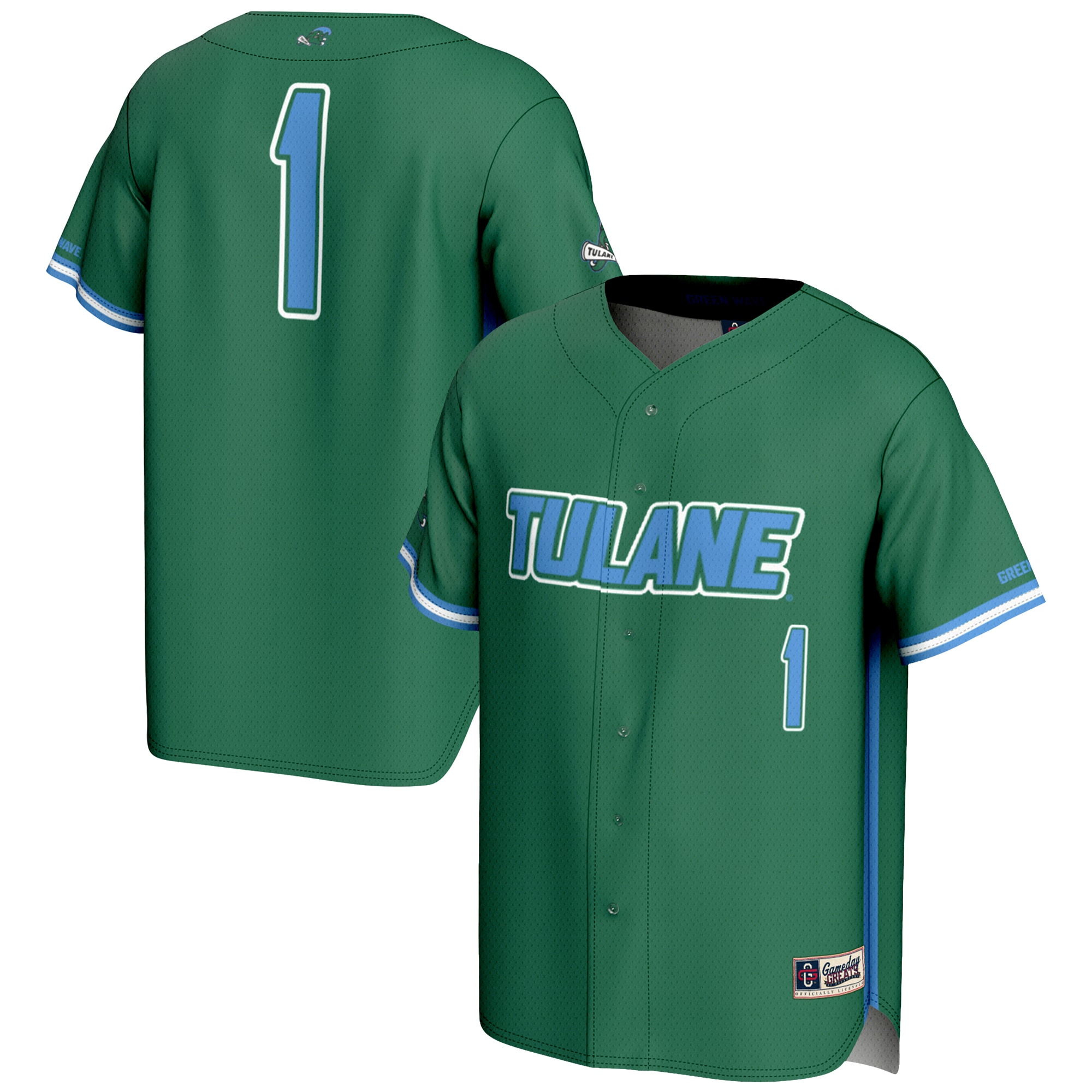 [DDG] Women's Tulane Green Wave GameDay Greats Lightweight Baseball Jersey - Green