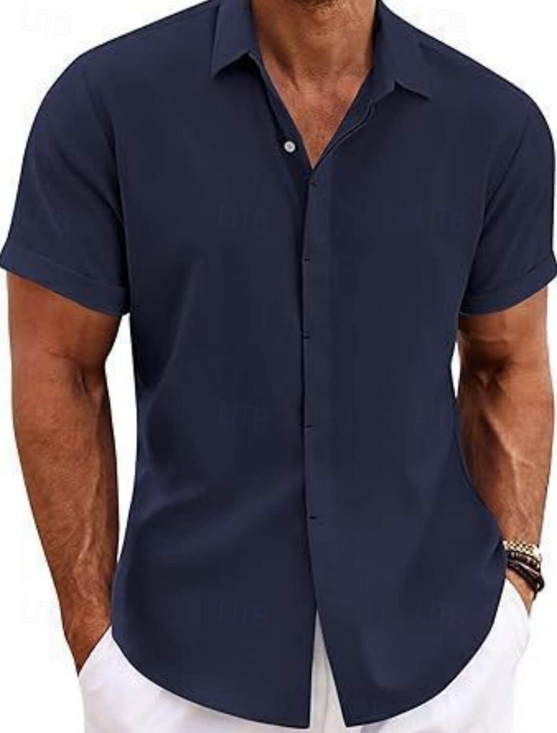 Men's Shirt Casual Black White Light Green Pink Wine Short Sleeve