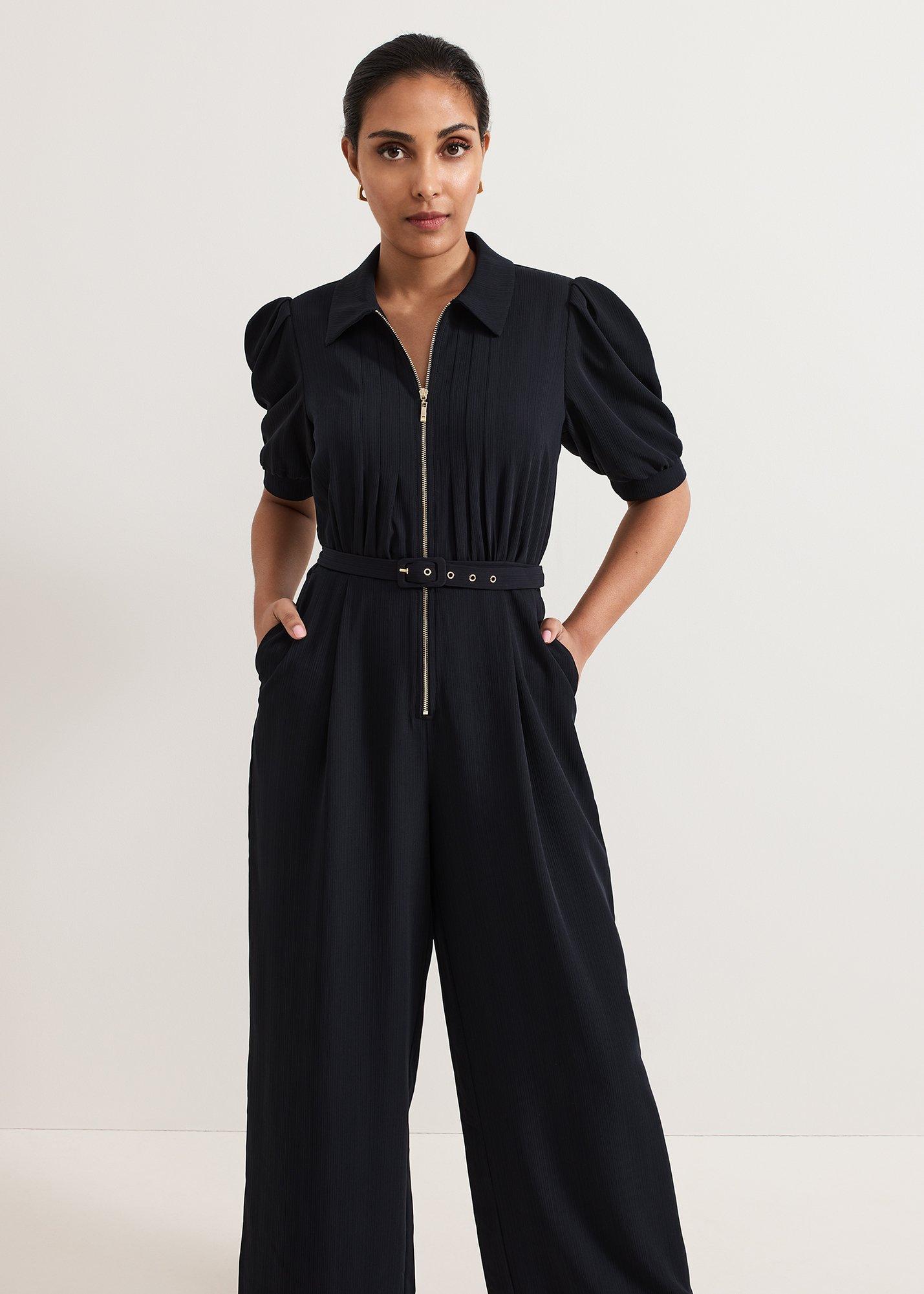 Petite Candice Navy Zip Jumpsuit