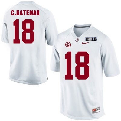 Men's ALA Tide White 2016 high quality Cooper Bateman #18 replica