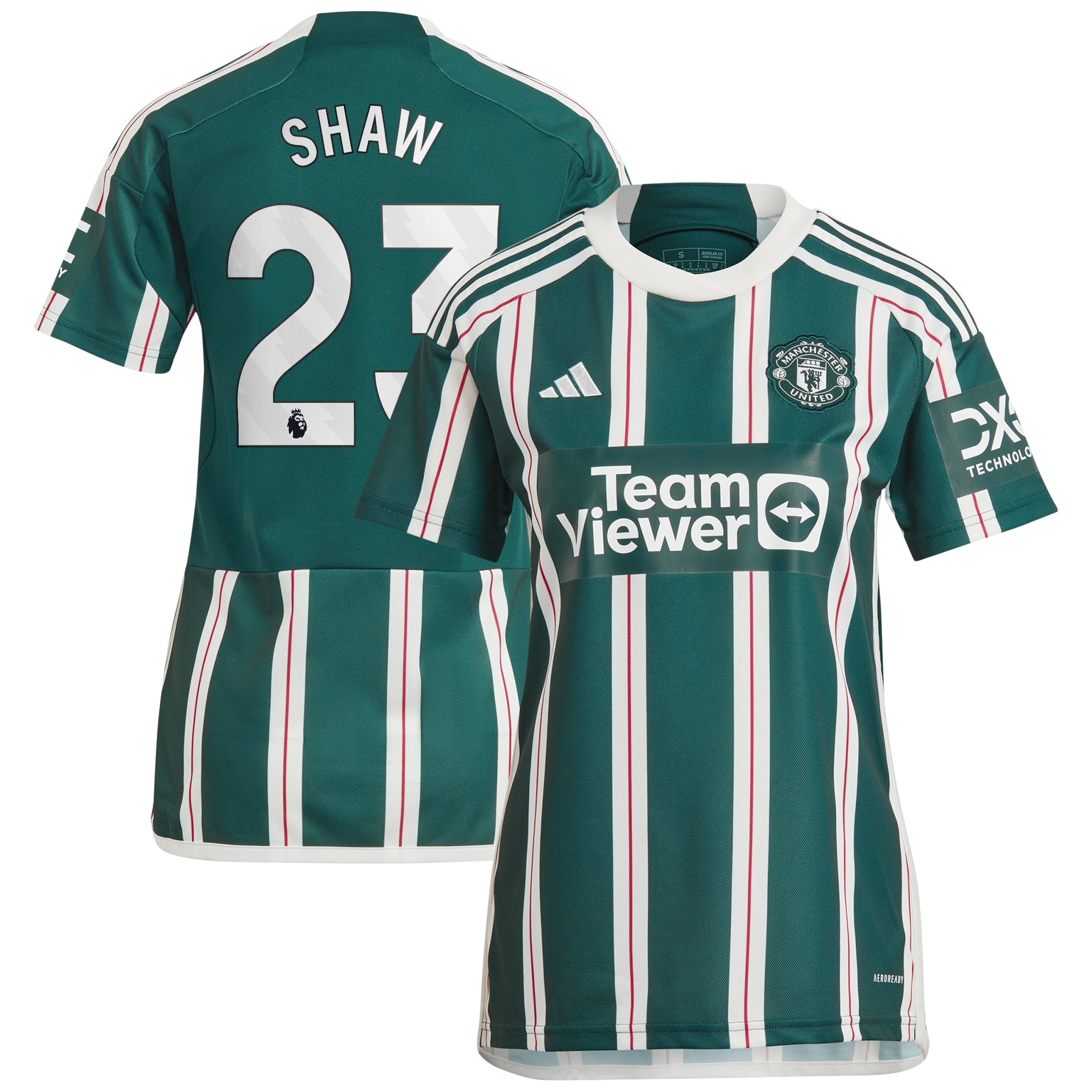 [SJH] Youth Luke Shaw Manchester United Women's 2023/24 Away Replica Player Jersey - Green