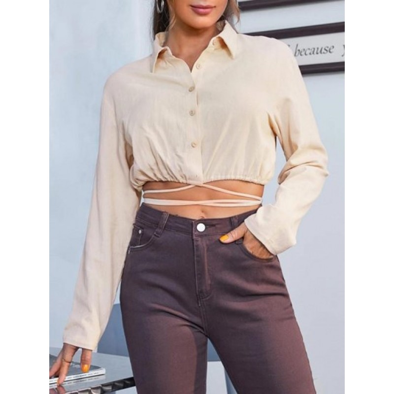 Drop Shoulder Midriff Flossing Crop Blouse YA3013