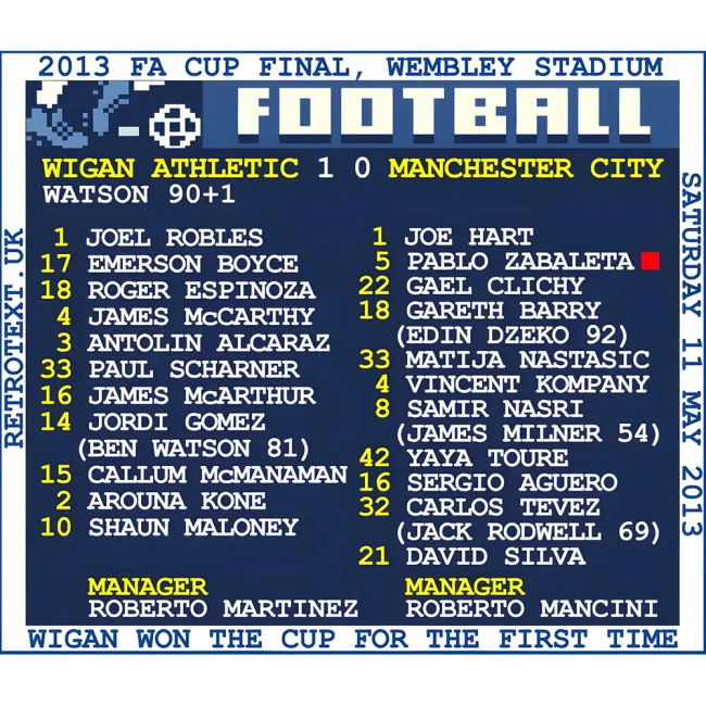 2013 FA Cup Final (Wigan Athletic) Retrotext T-shirt - White