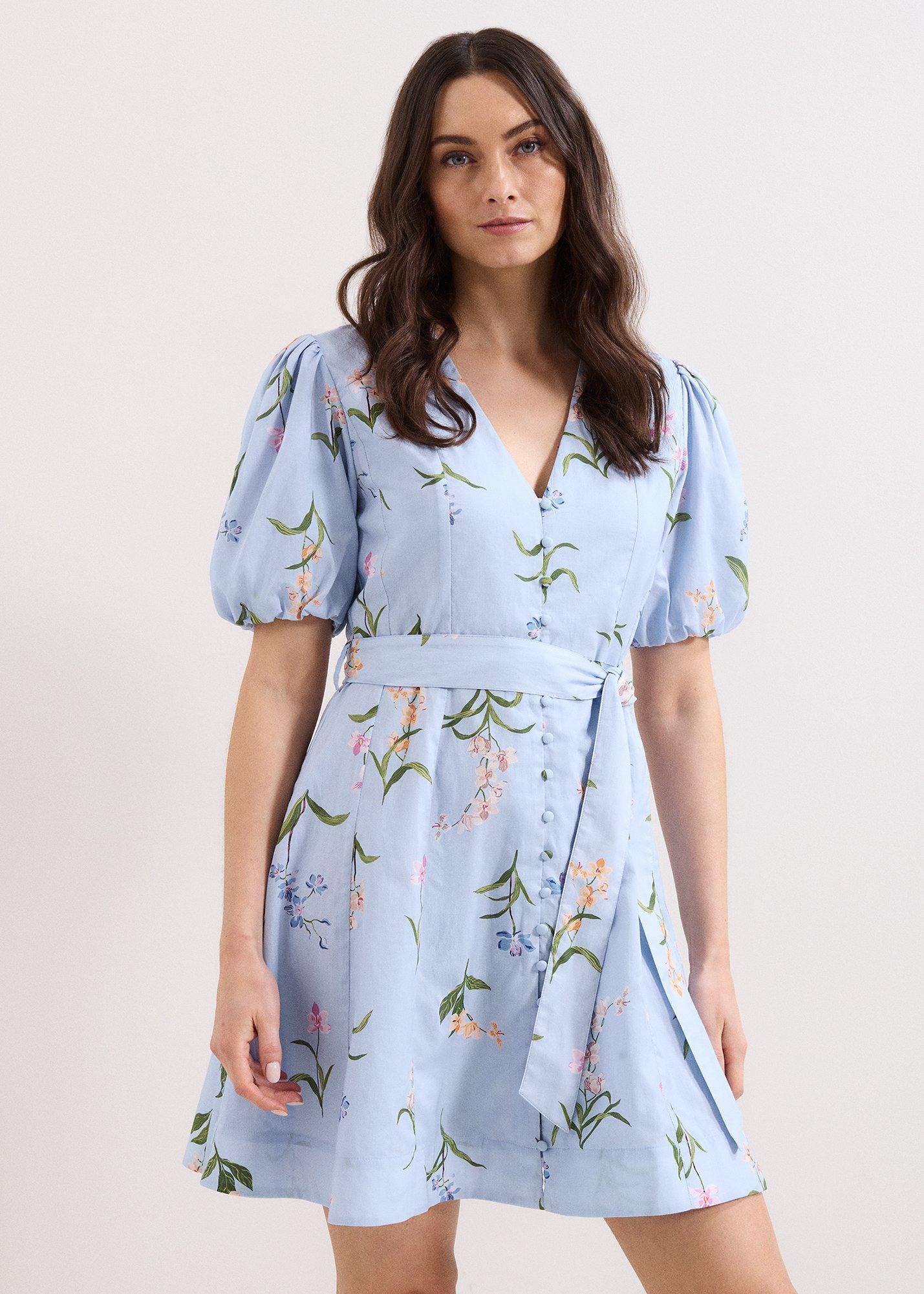 Velma Floral Blue Mini Dress