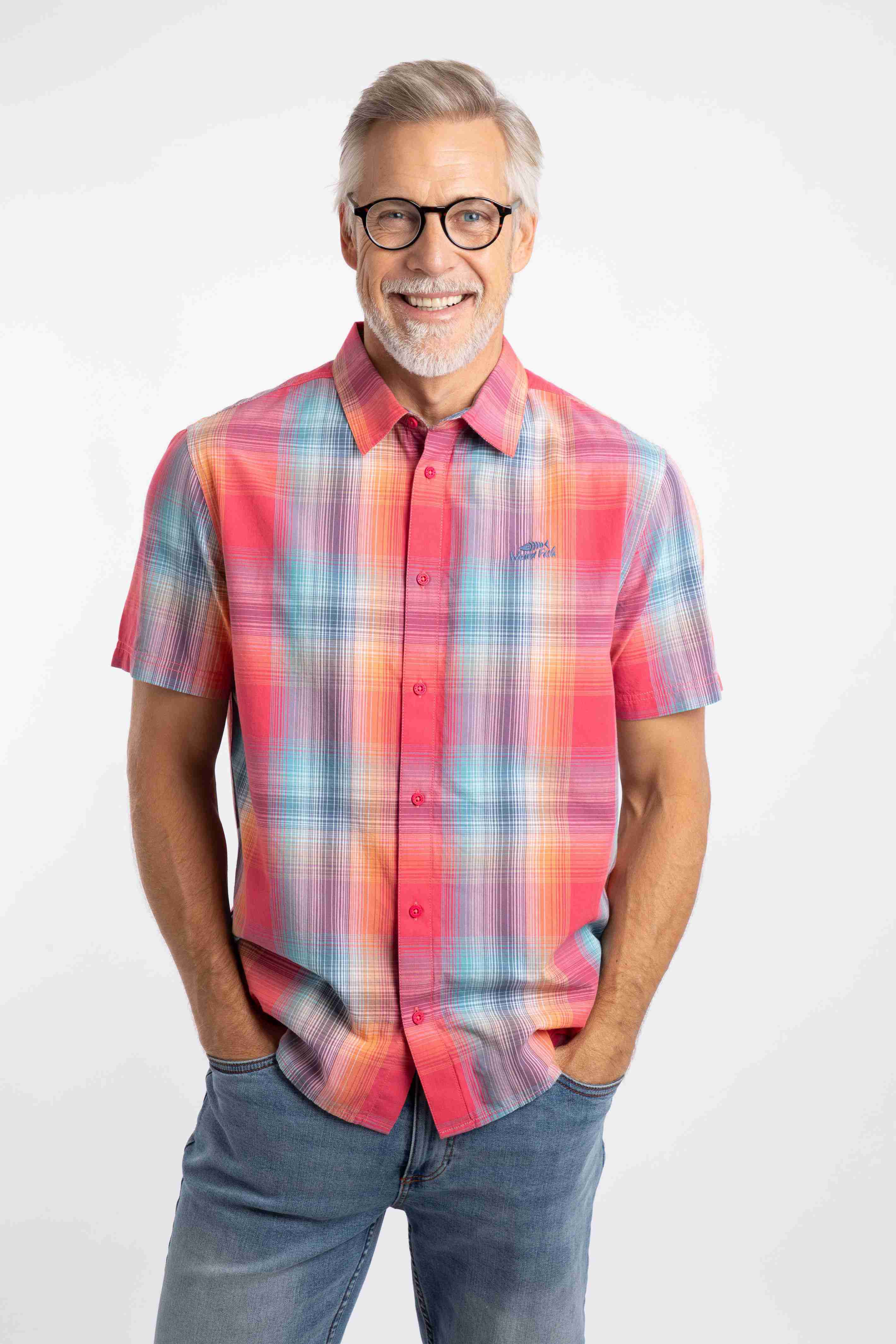 Judd Short Sleeve Check Shirt Flamingo