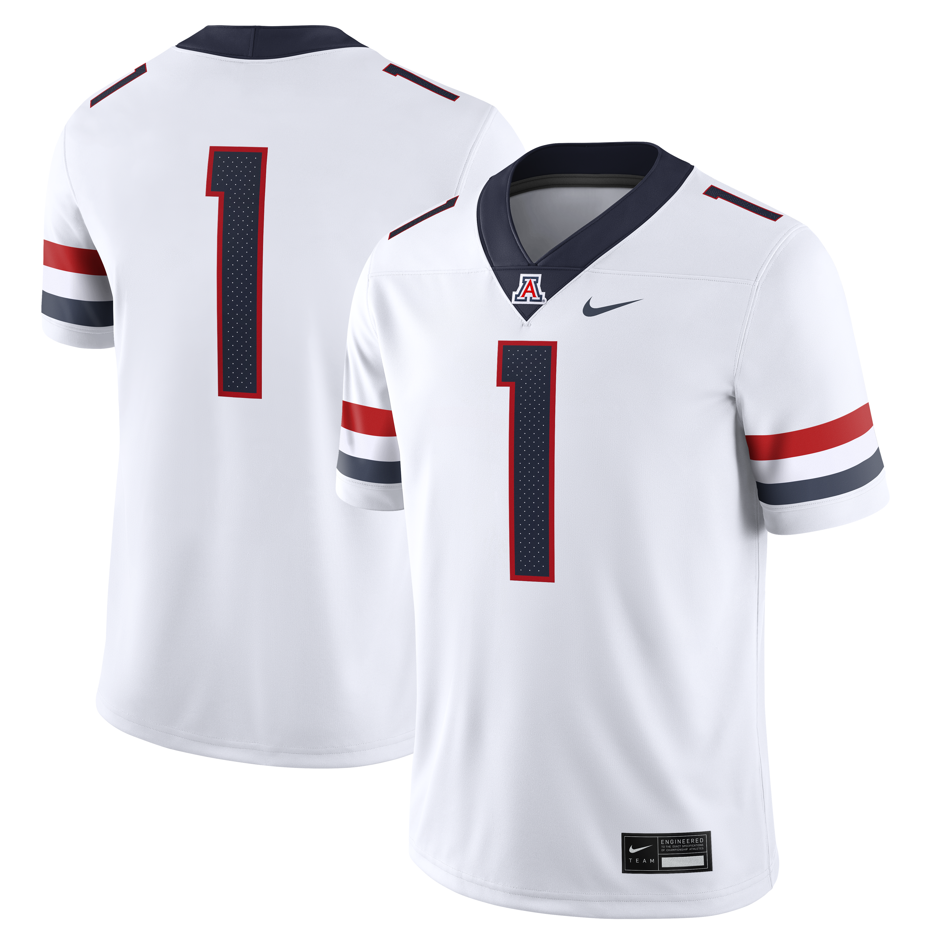 #1 Arizona Wildcats Road Game Football Jersey - White