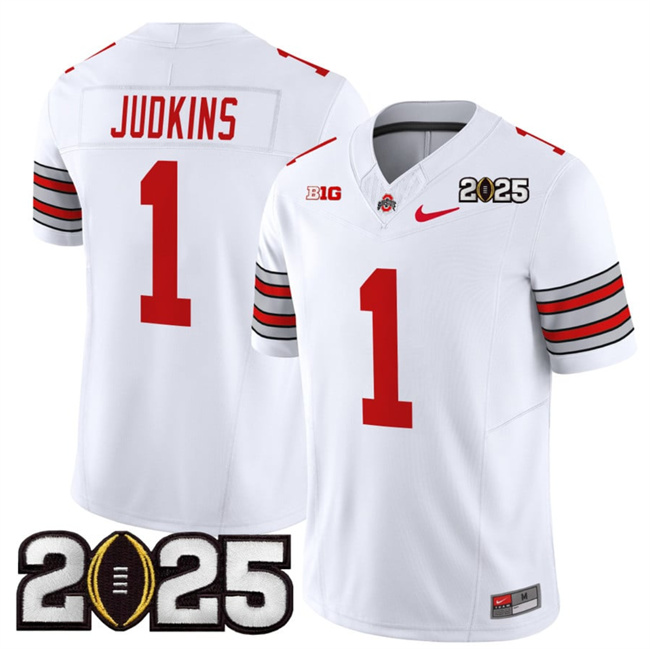 Men's OSU Buckeyes White 2025 moisture wicking Quinshon Judkins #1