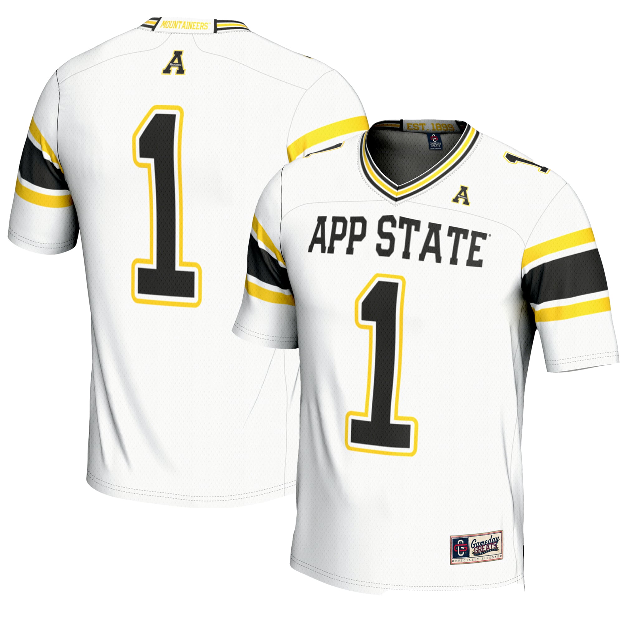 Men's #1 White Appalachian State Mountaineers Endzone Football Jersey