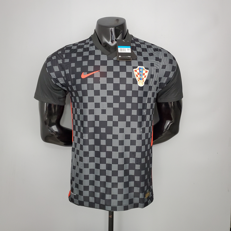 Official Croatia Soccer Shirt 2020-21 Away Black Soccer JerseyPlayer