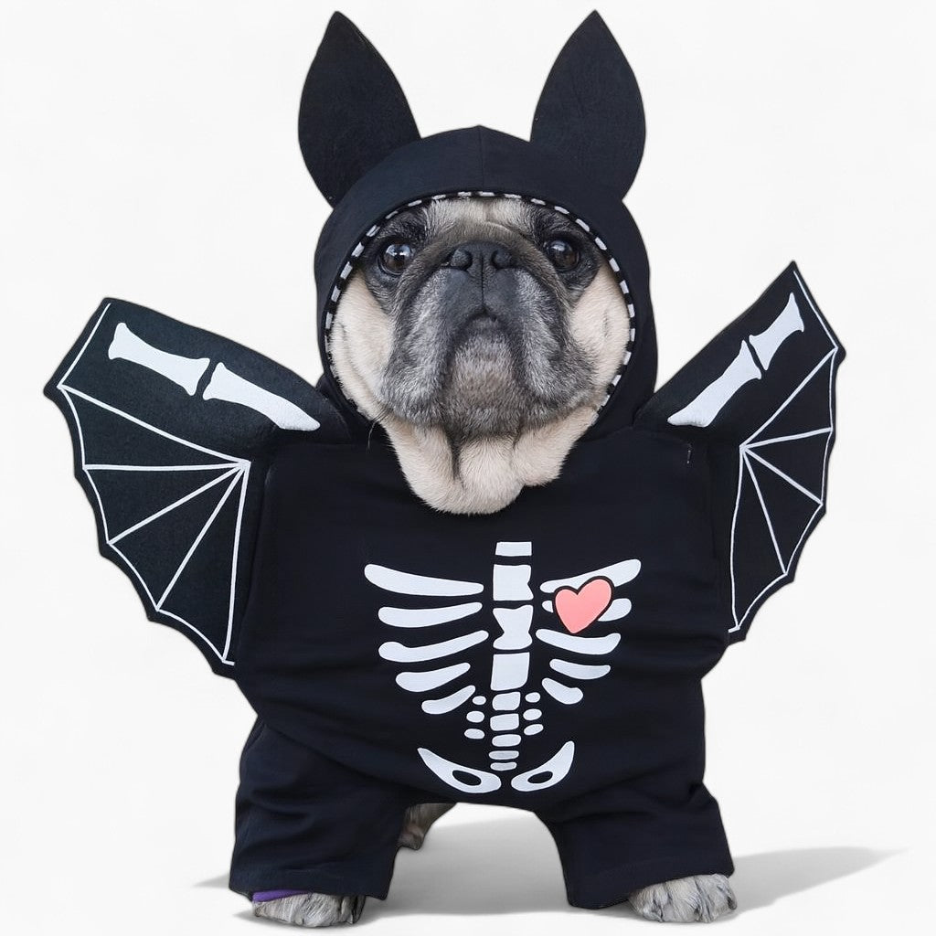 Bat Costume – Funny Halloween Outfit With Wings Hood For Frenchie Pups