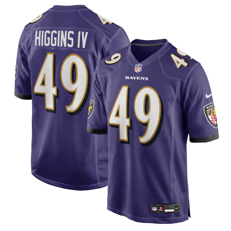 None Jay Higgins IV Star Player BAL Ravens Premium Material Jersey