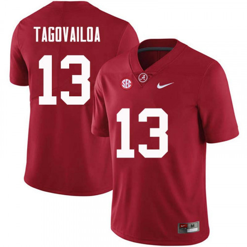 Men's ALA Tide #13 Tua Tagovailoa Red 2024 alternate jersey authentic