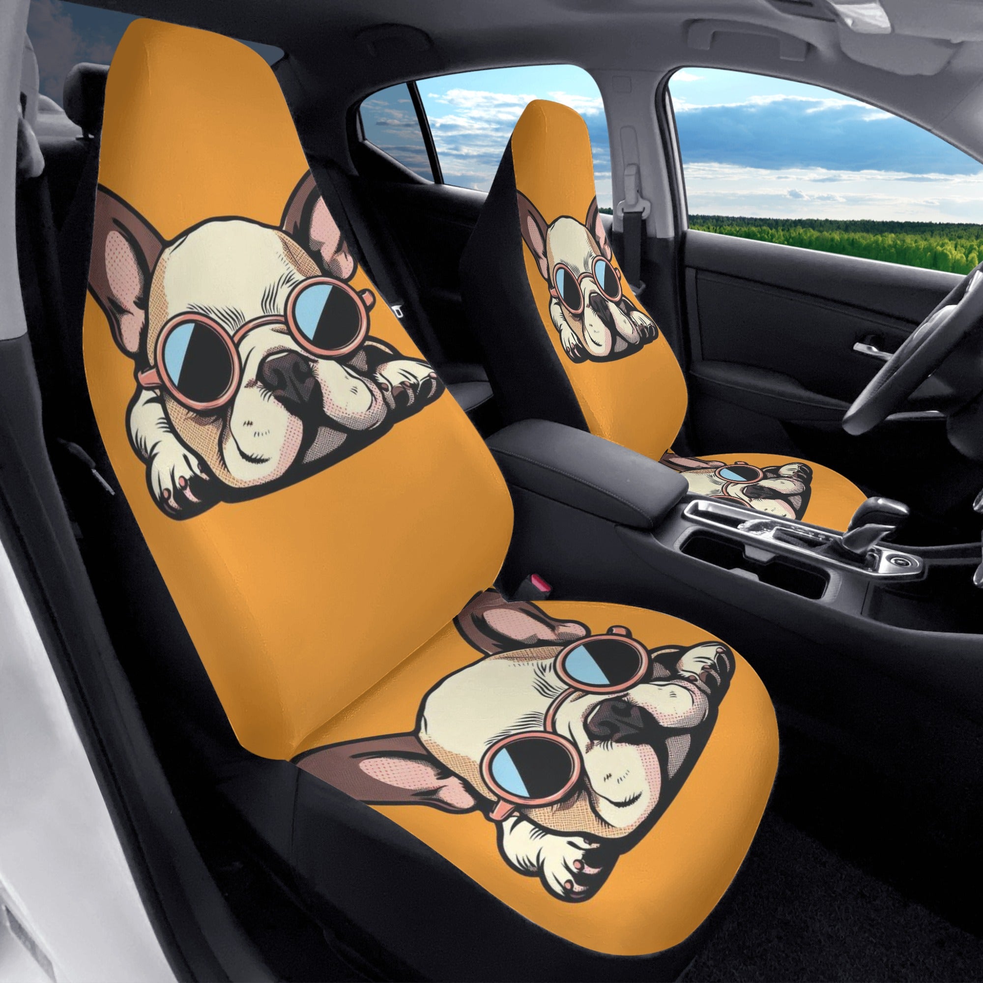 Vet-recommended Porky - Frenchie Car Seat Covers (2 Pcs) Winter Wear