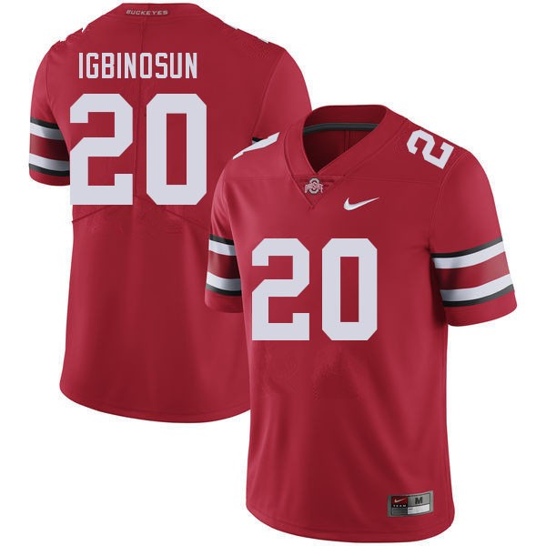 Men Ohio State Buckeyes #20 Davison Igbinosun Red Nike Stitch Jersey