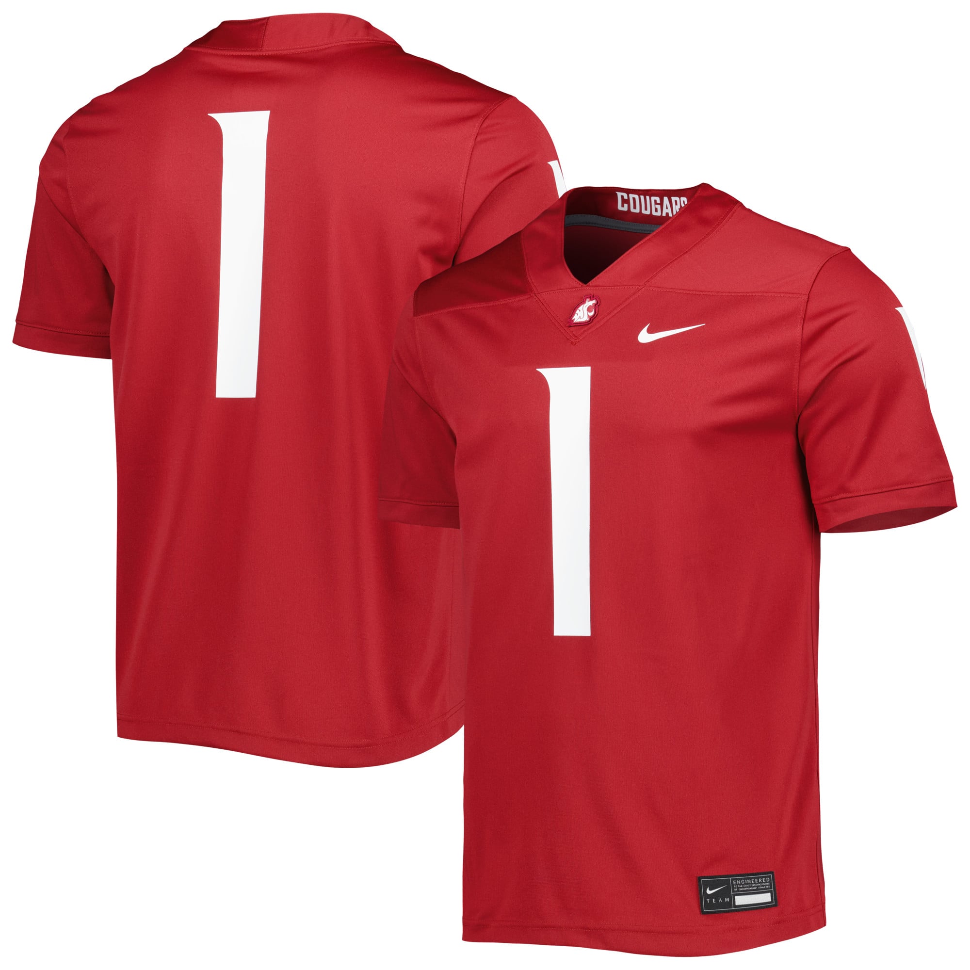 Men's #1 Crimson Washington State Cougars Football Jersey