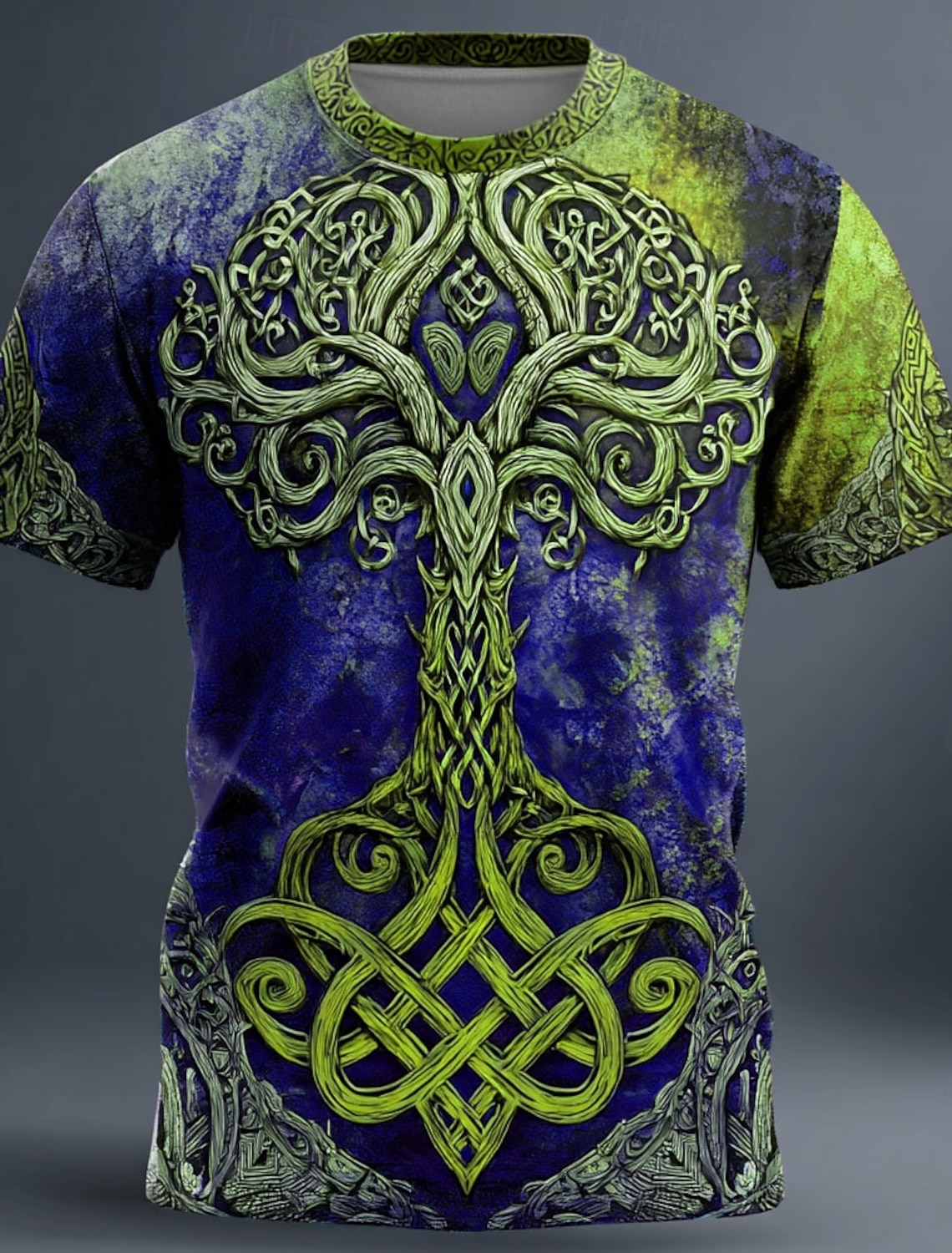 Men's 3D Celtics Tree Of Life T Shirt Short Sleeve T shirt 3D Print Crew Neck Shirt Viking Designer Party Street Blue Yellow Red Summer Spring Clothing Apparel S M L XL XXL XXXL