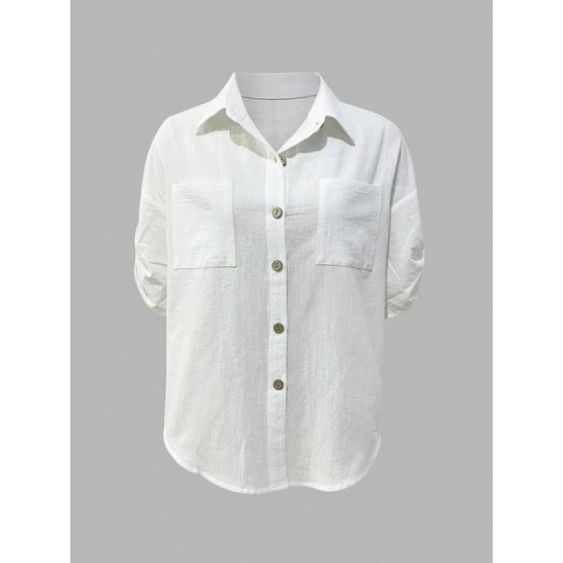 Button Down Front Pockets Shirt AX6591