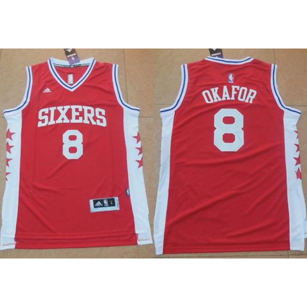 76ers #8 Jahlil Okafor Red Stitched NBA Jersey