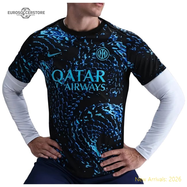 2025-2026 Inter Milan Pre Match Shirt (black) - Fantastic Value