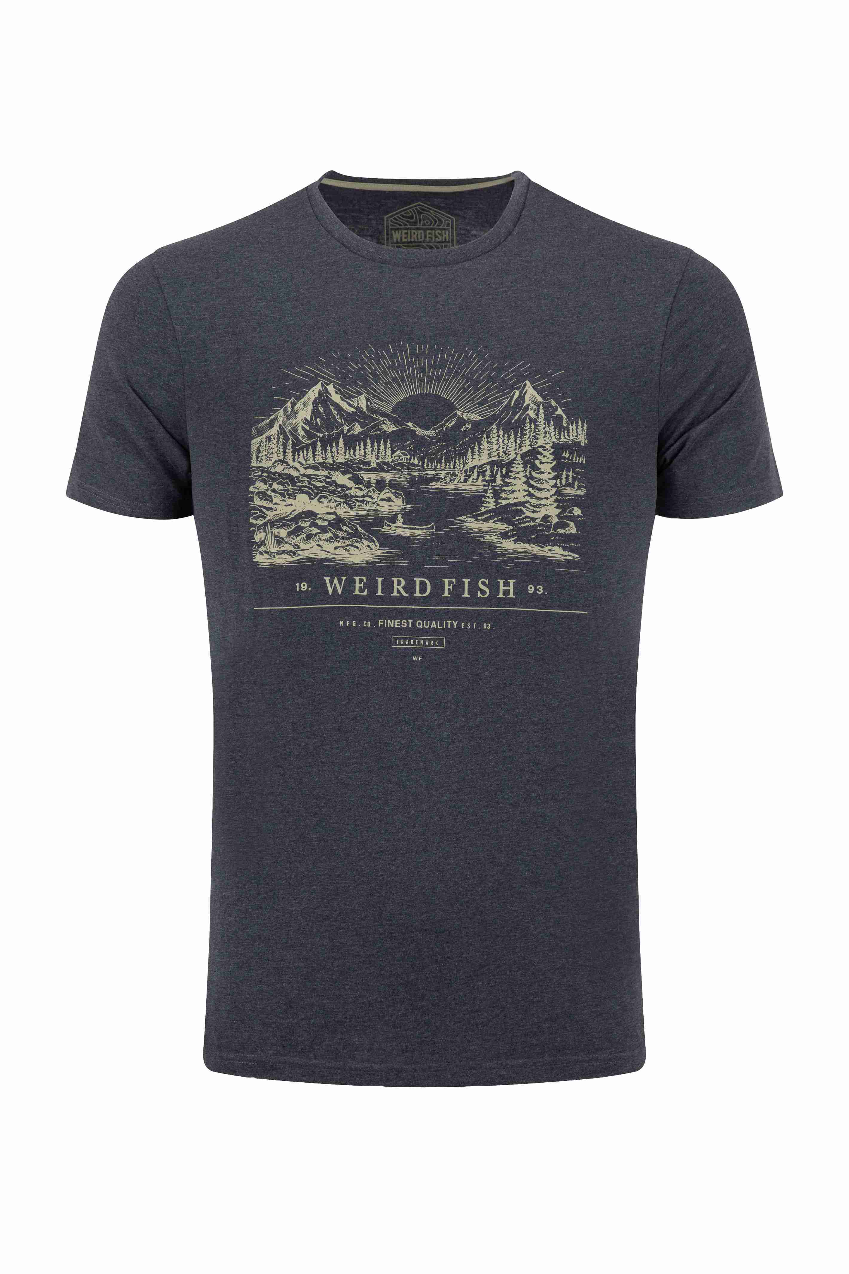 Sunrise Front Print Graphic T-Shirt Navy