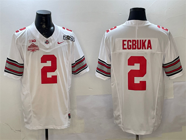 Men's Ohio St Buckeyes White 2025 comfortable Emeka Egbuka #2 game