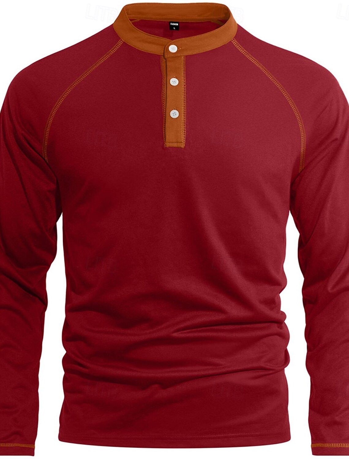 Men's T Shirt Henley Long Sleeve Crew Neck Summer Spring Solid Color