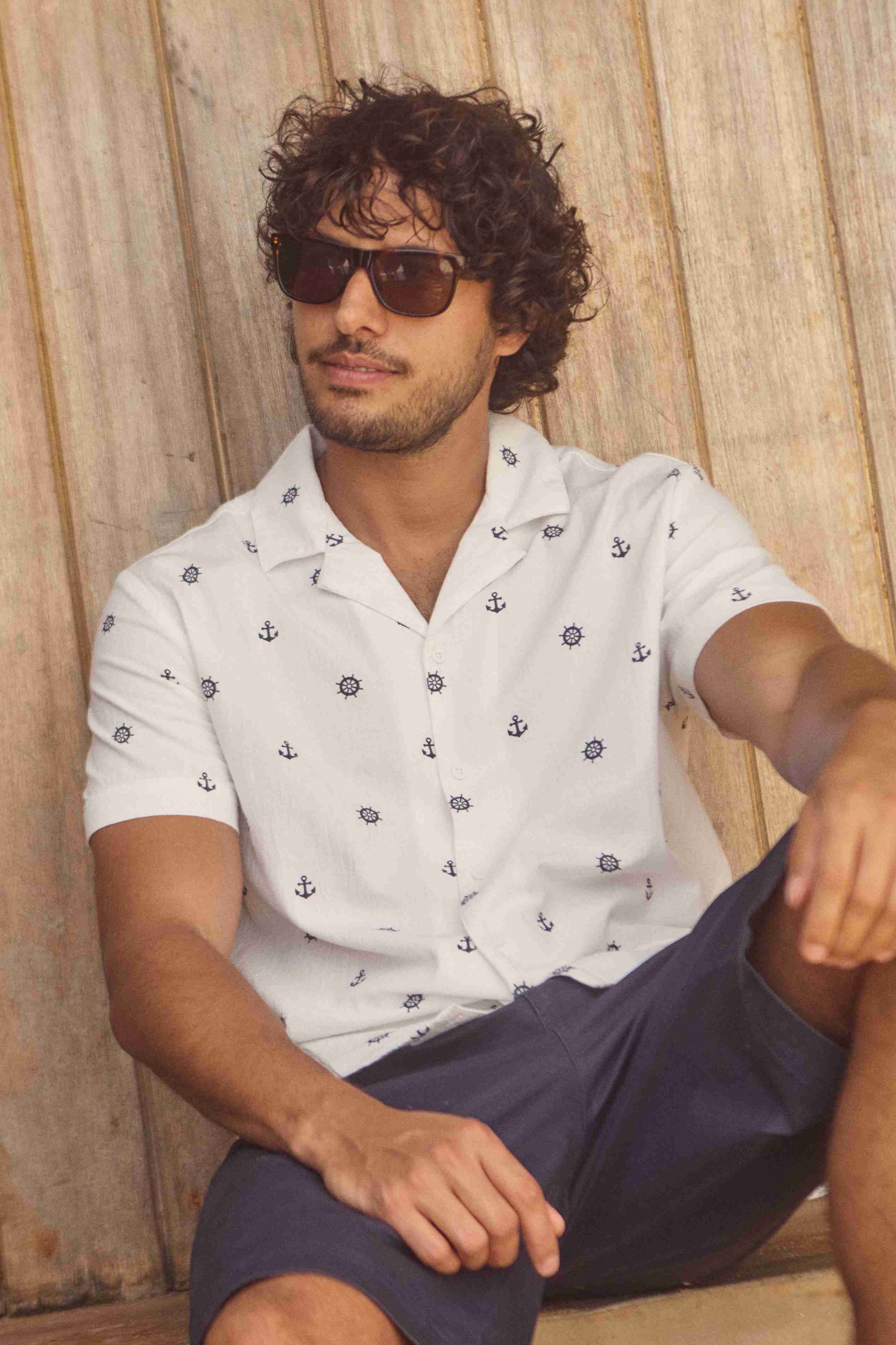 Hugh Printed Shirt Dusty White