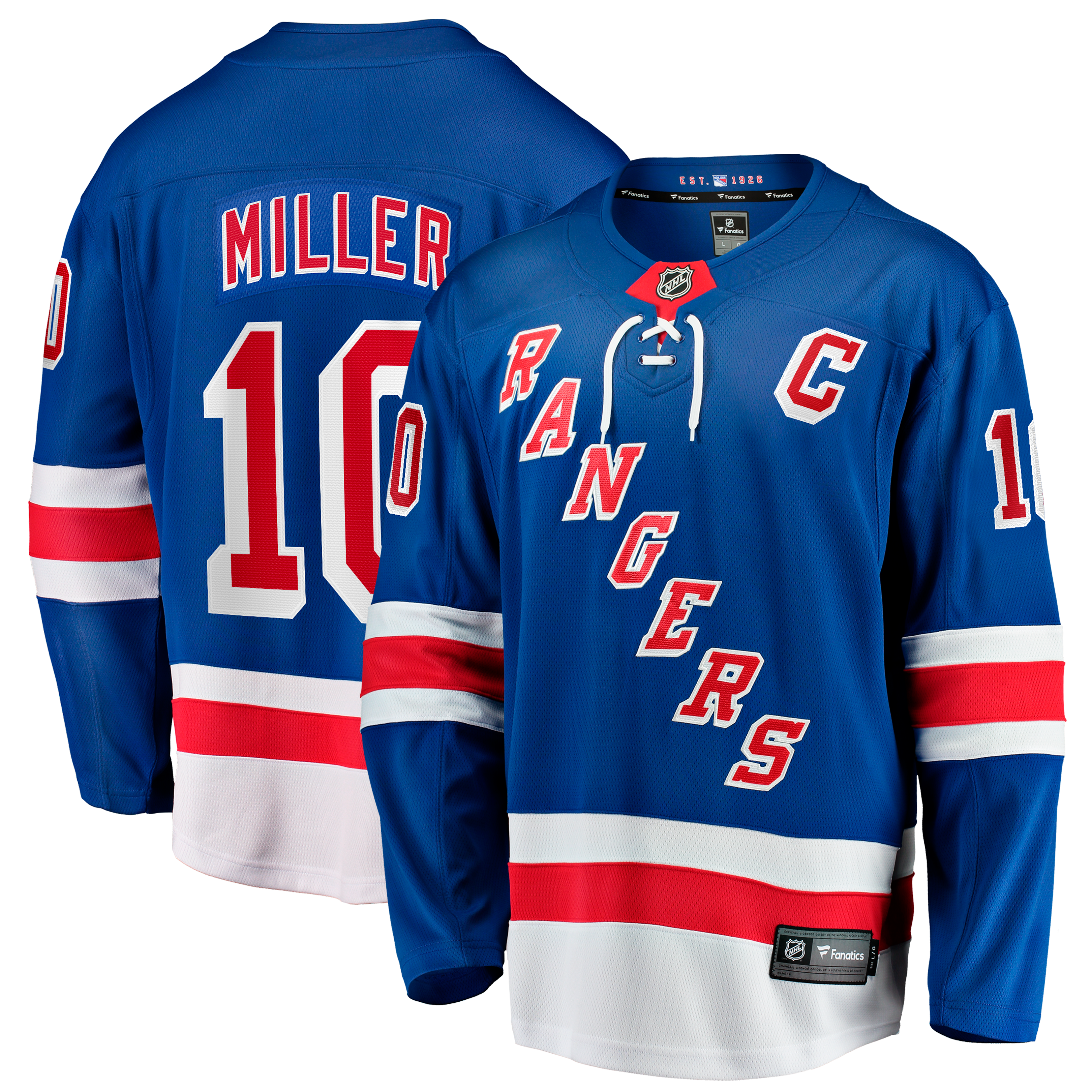 [SJH] JT Miller New York Rangers Home Captain's Patch Breakaway Jersey - Blue