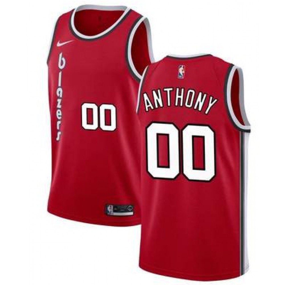 High-Quality Men's Trail Blazers #00 Carmelo Red Basketball Jersey