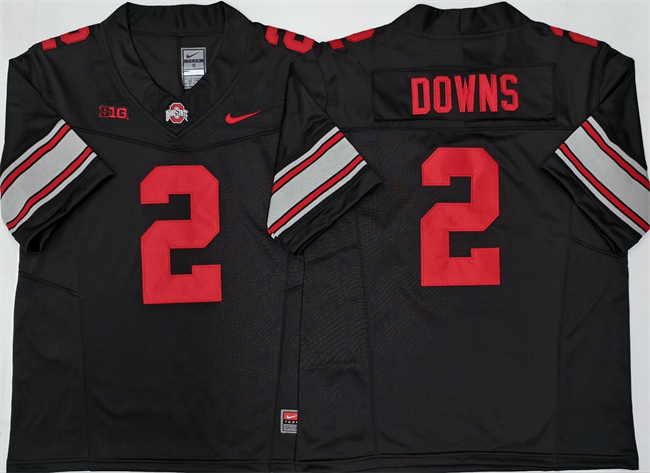 Men's Ohio St Buckeyes Caleb Downs #2 home jersey Black 2024 away