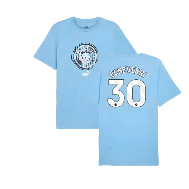 Man City 2024-2025 T-shirt (Light Blue) (Echeverri 30) (Light Blue)