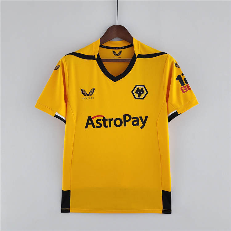 Moisture Wicking Wolverhampton Wanderers 2223 Home Yellow Soccer