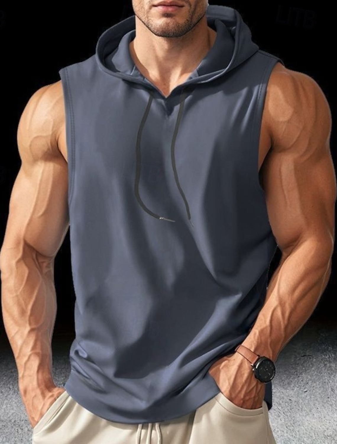 Men's Tank Top Vest Undershirt Sleeveless Shirt Hooded Summer Plain