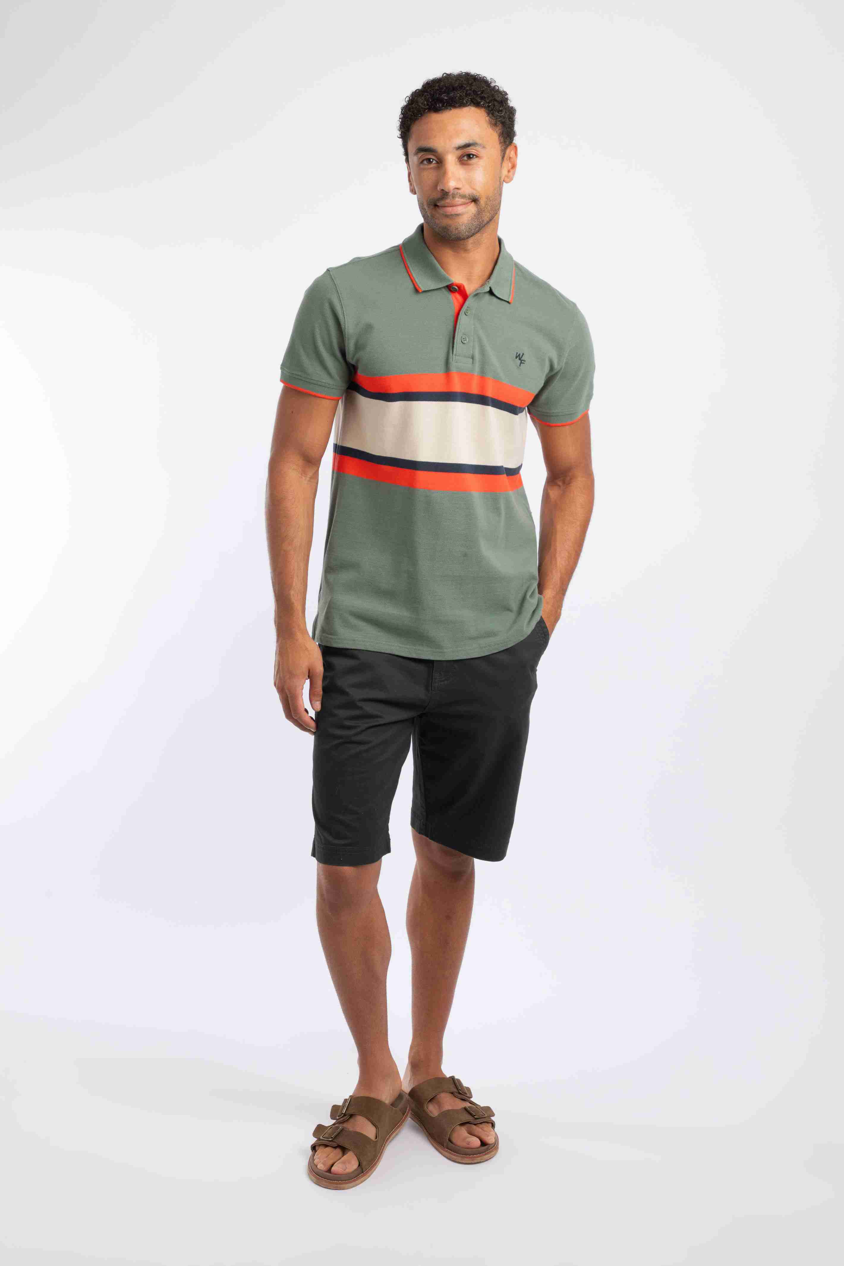 Bradbury Pique Stripe Polo Shirt Woodland Sage