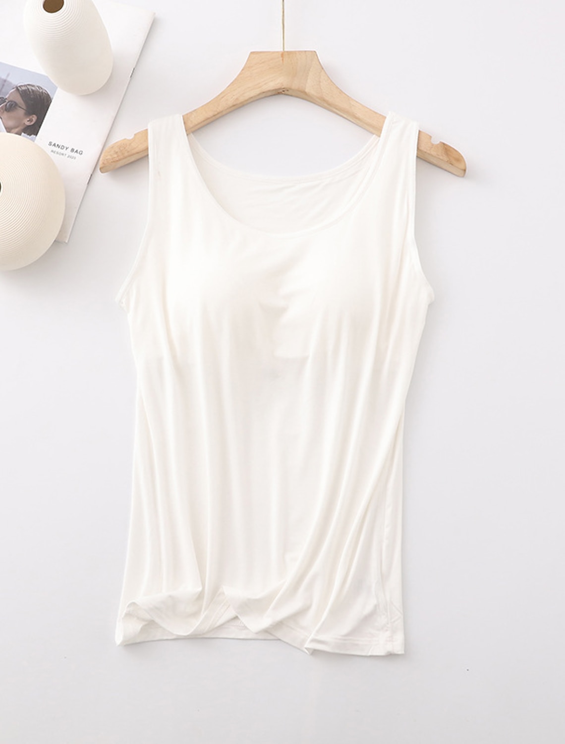 Women's Camisole Tank Top Basic Sleeveless Regular Tops Round Neck Casual Black White Orange Dark Gray Gray