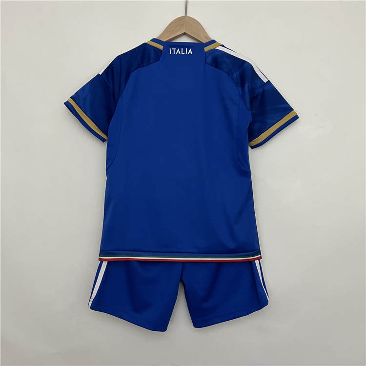 Kids Italy 2023 Home Blue Soccer Kit ShirtShorts - Official Replica