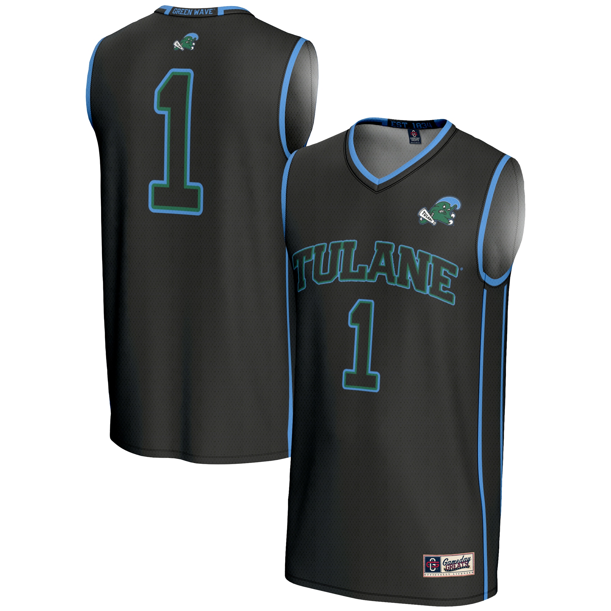 [NJP] Tulane Green Wave GameDay Greats Lightweight Basketball Jersey - Black