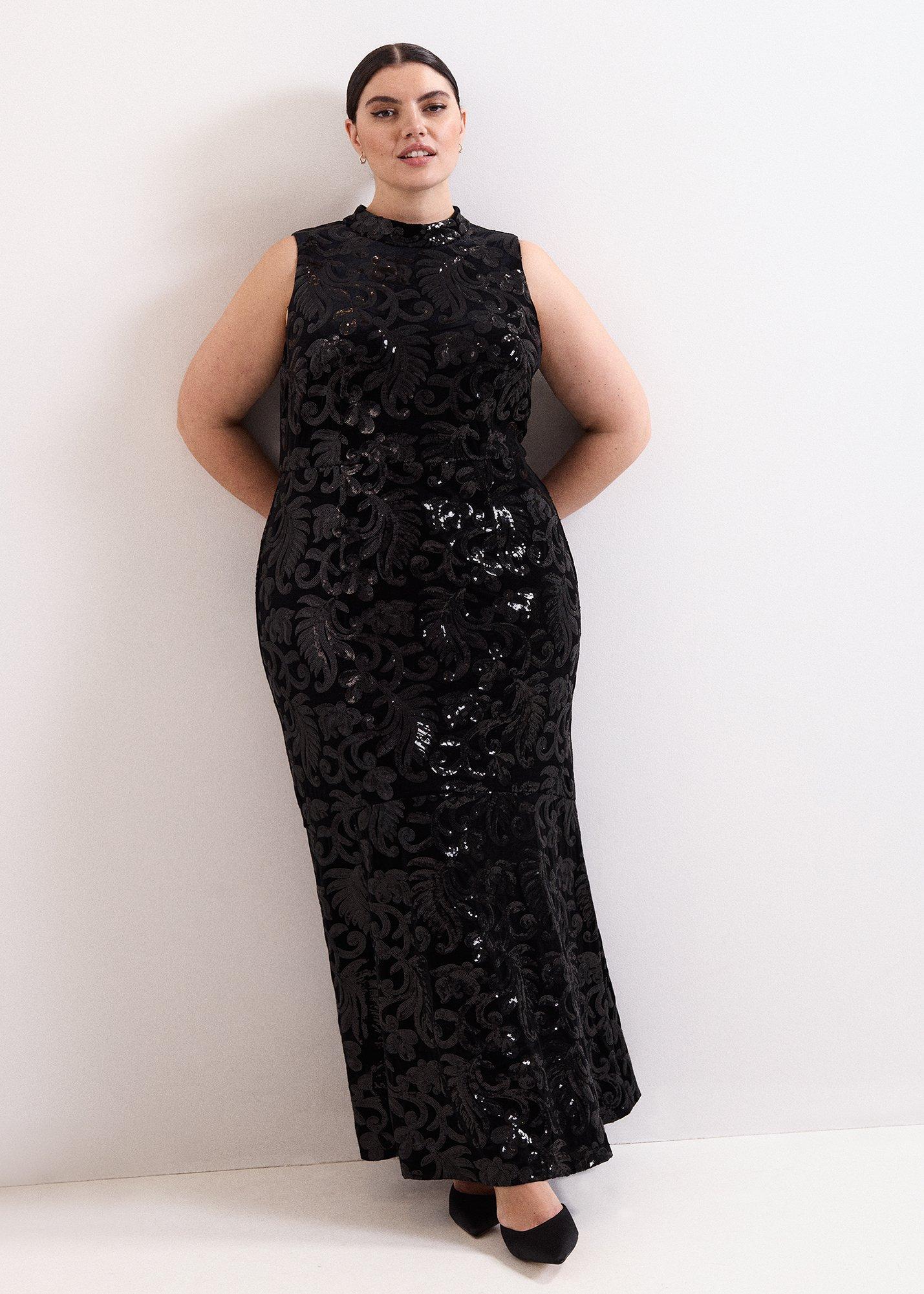 Trudy Black Sequin Maxi Dress