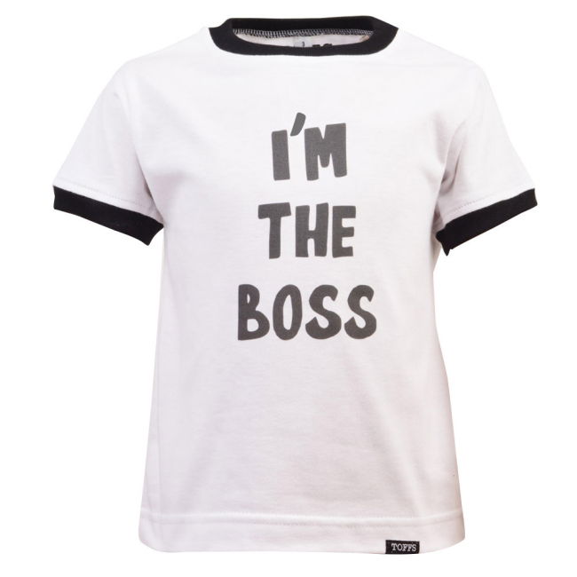 Kids I'm The Boss - White/Black Ringer