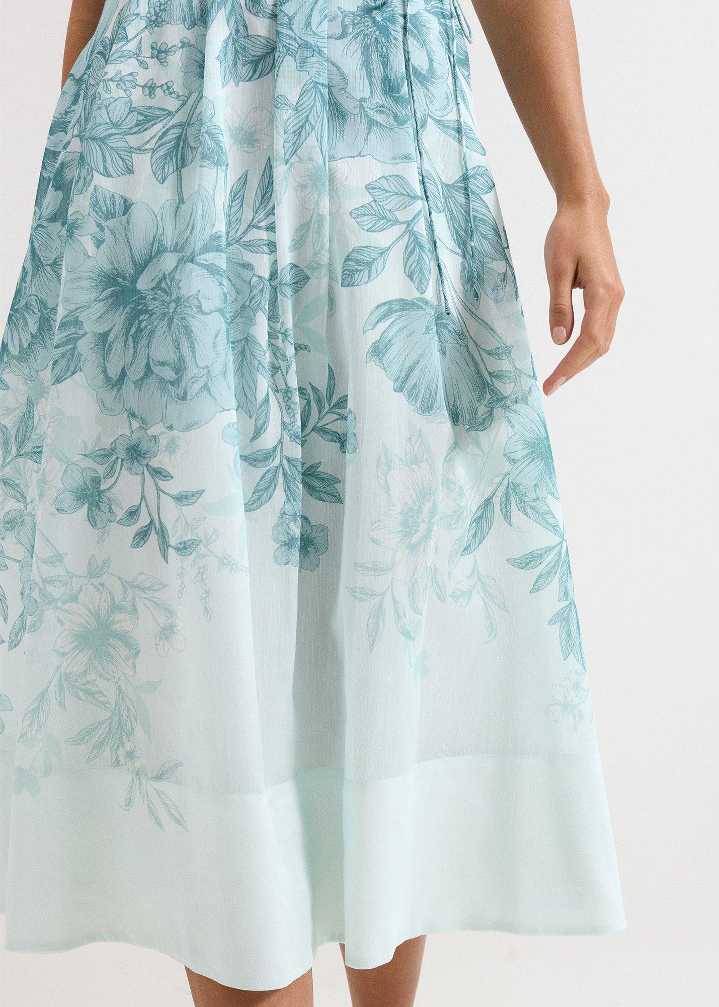 Velicia Linen Blend Floral Midi Dress