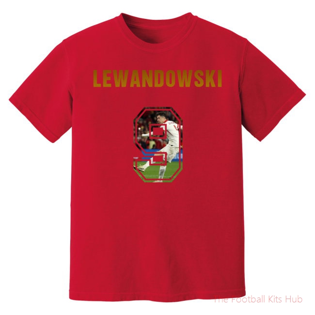 Robert Lewandowski Poland Name And Number T-Shirt (Red)