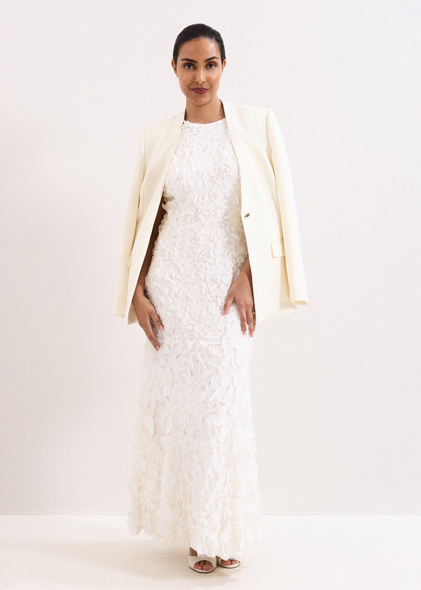 Petite Charlene Ivory Ruffle Maxi Dress